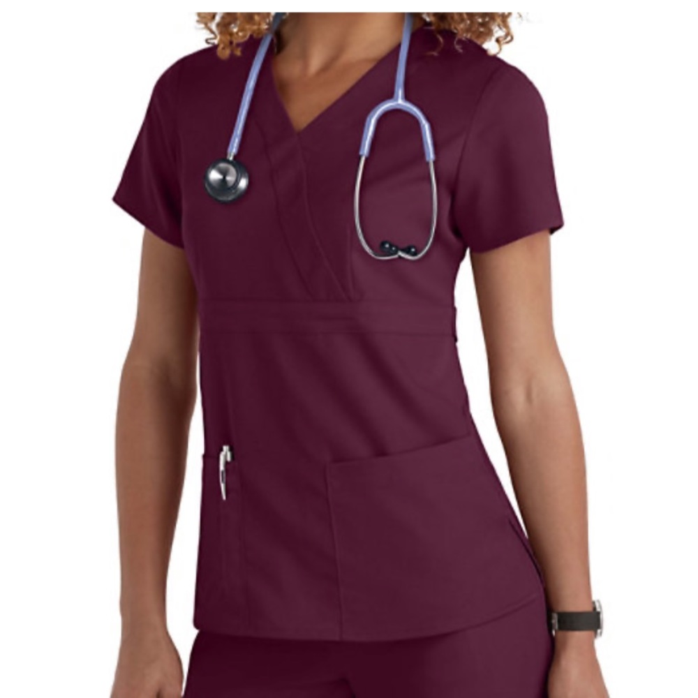 Grey's Anatomy 3 Pocket Mock Wrap Top